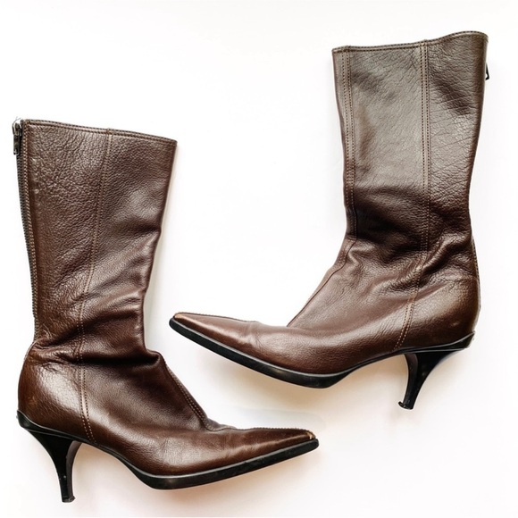 Miu Miu vintage leather ankle bootie heels Y2K - Picture 1 of 11